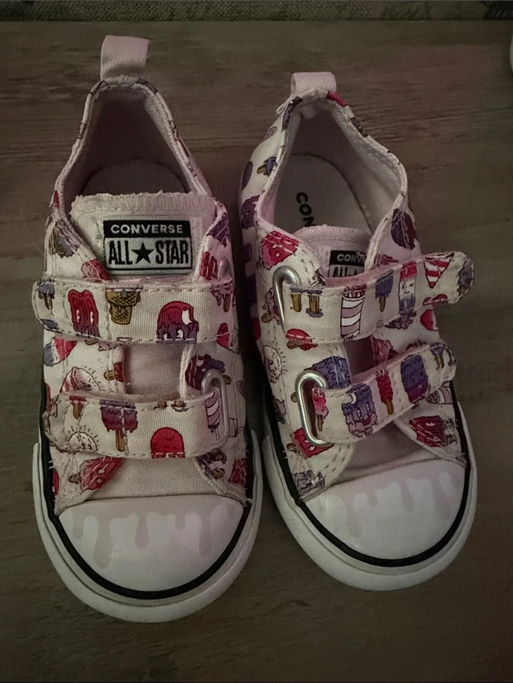 Converse Kids Pink Ice Cream & Popsicle Print Low Top Sneakers